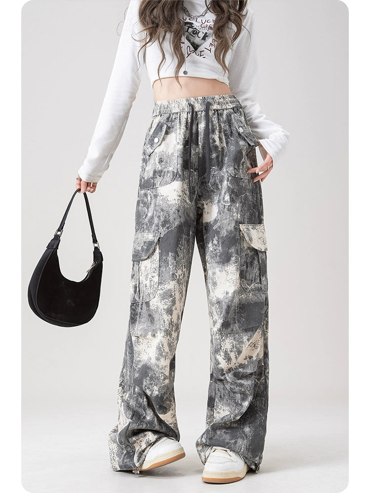 Nurtureone Саарал camouflage tie-dye өргөн өмд