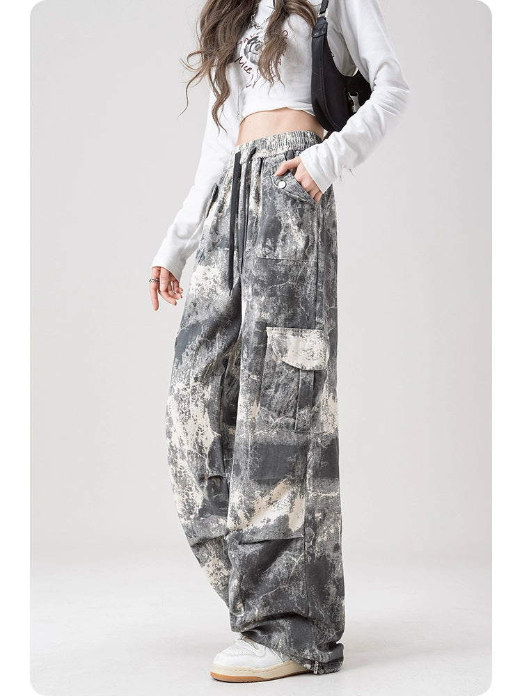 Nurtureone Саарал camouflage tie-dye өргөн өмд