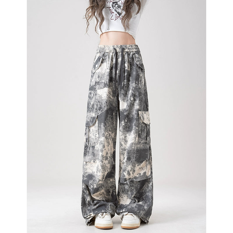 Nurtureone Саарал camouflage tie-dye өргөн өмд