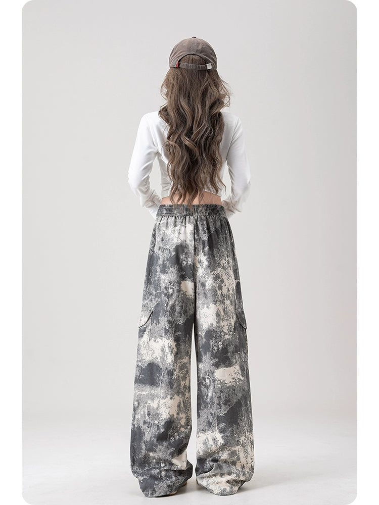 Nurtureone Саарал camouflage tie-dye өргөн өмд