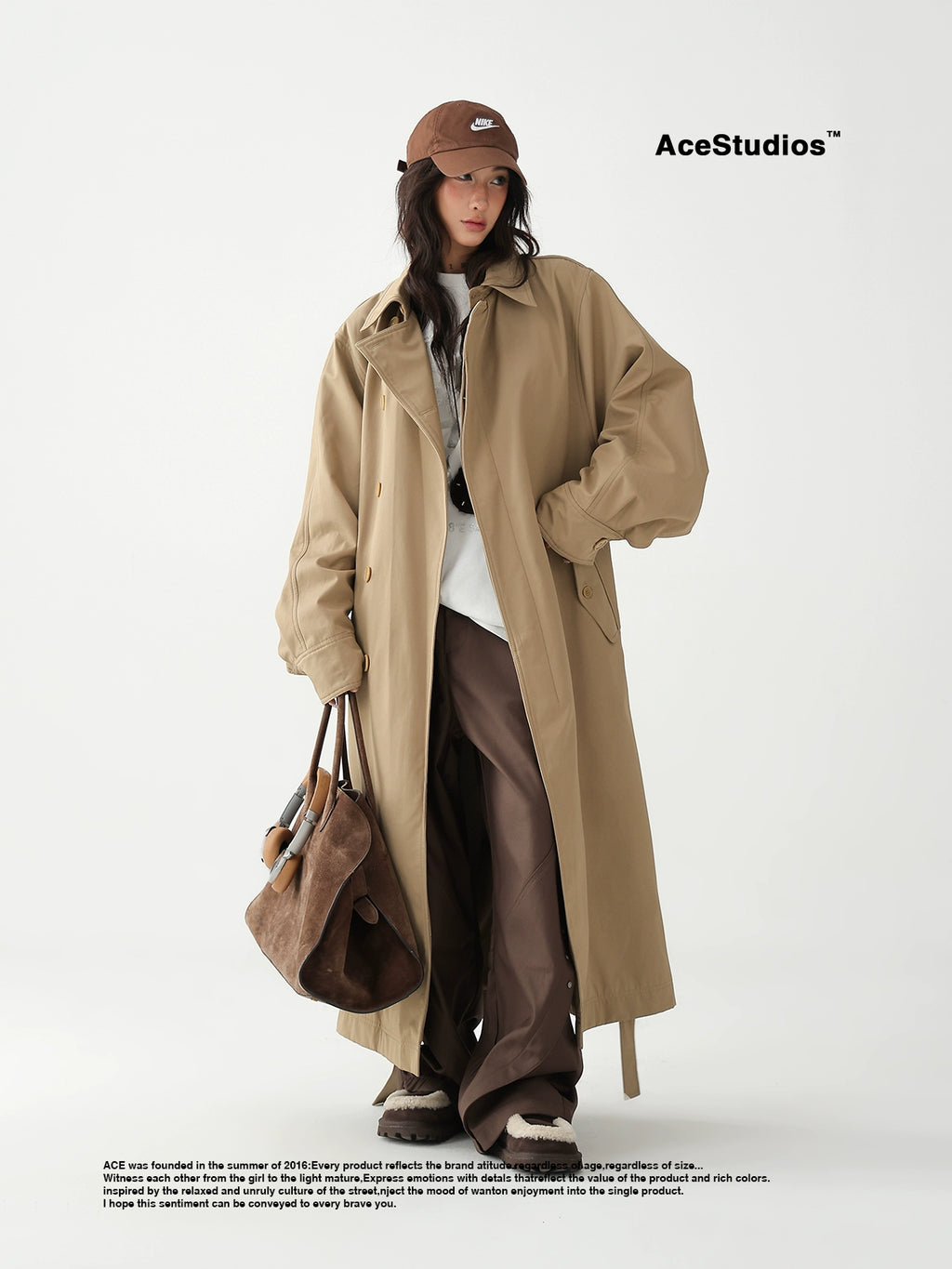 AceStudios Британийн сул загварын урт пальто