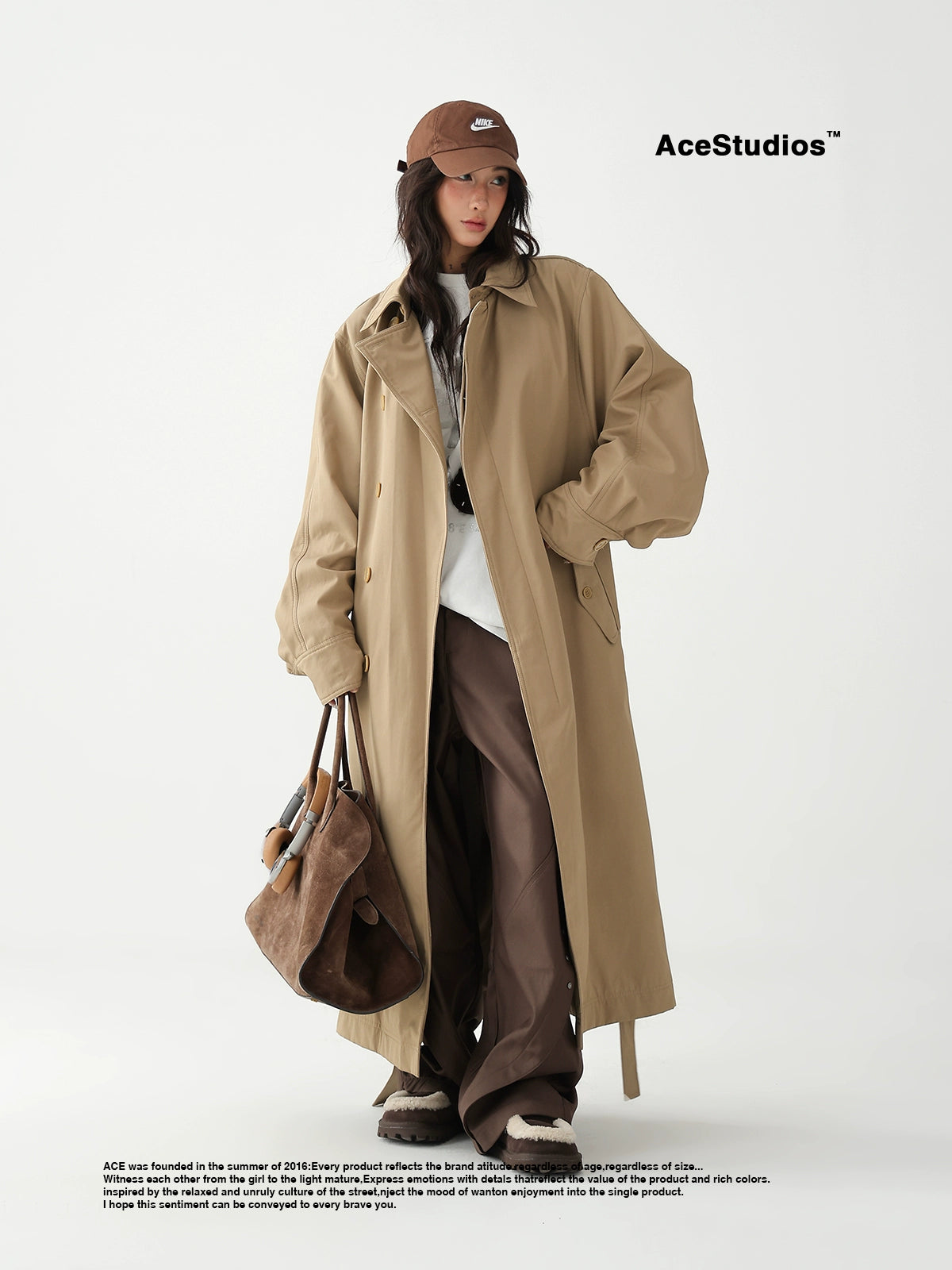 AceStudios Британийн сул загварын урт пальто