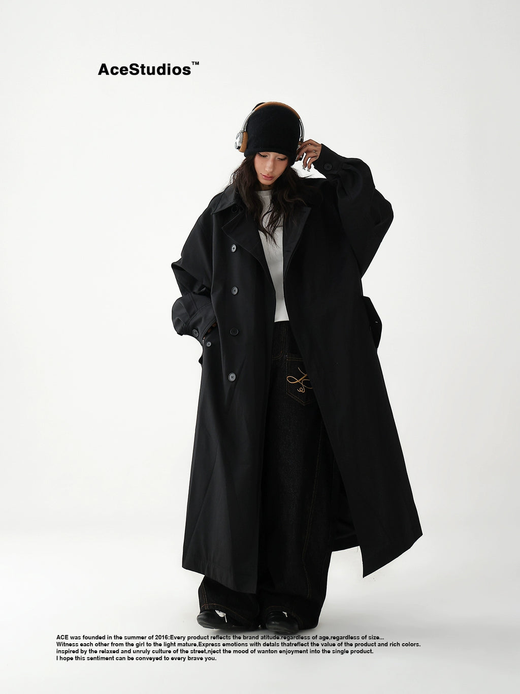 AceStudios Британийн сул загварын урт пальто