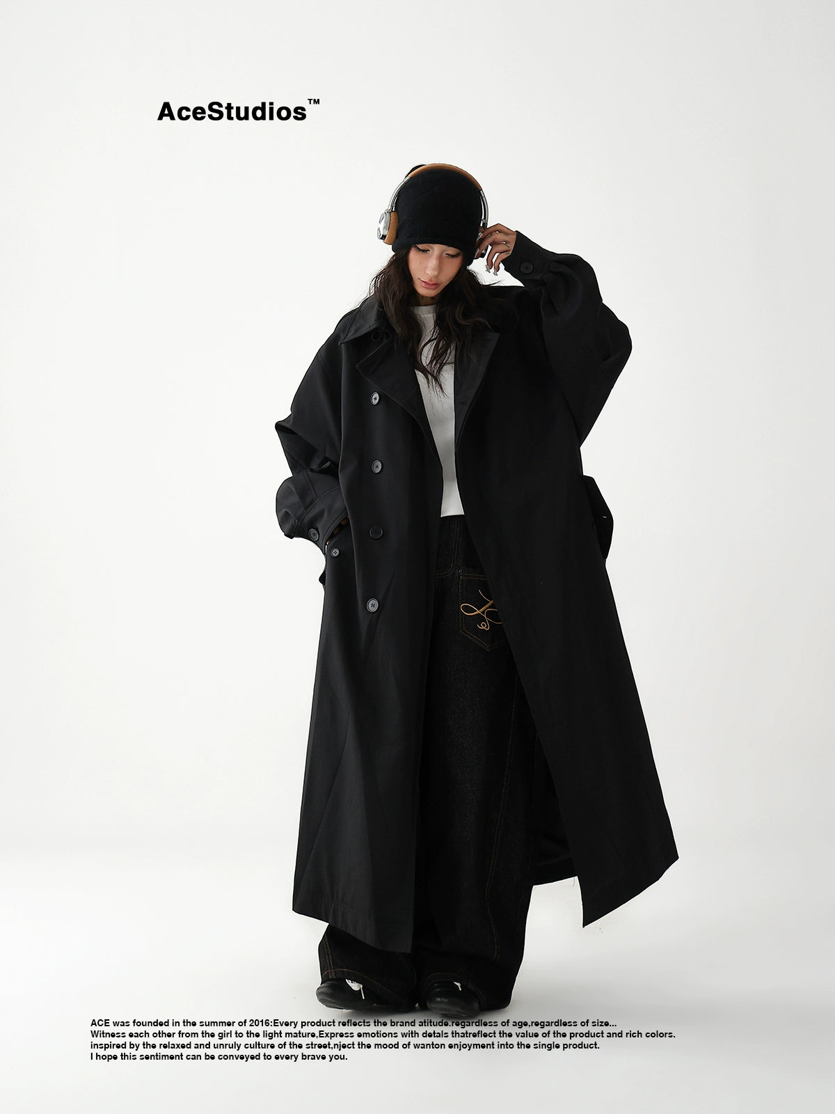 AceStudios Британийн сул загварын урт пальто