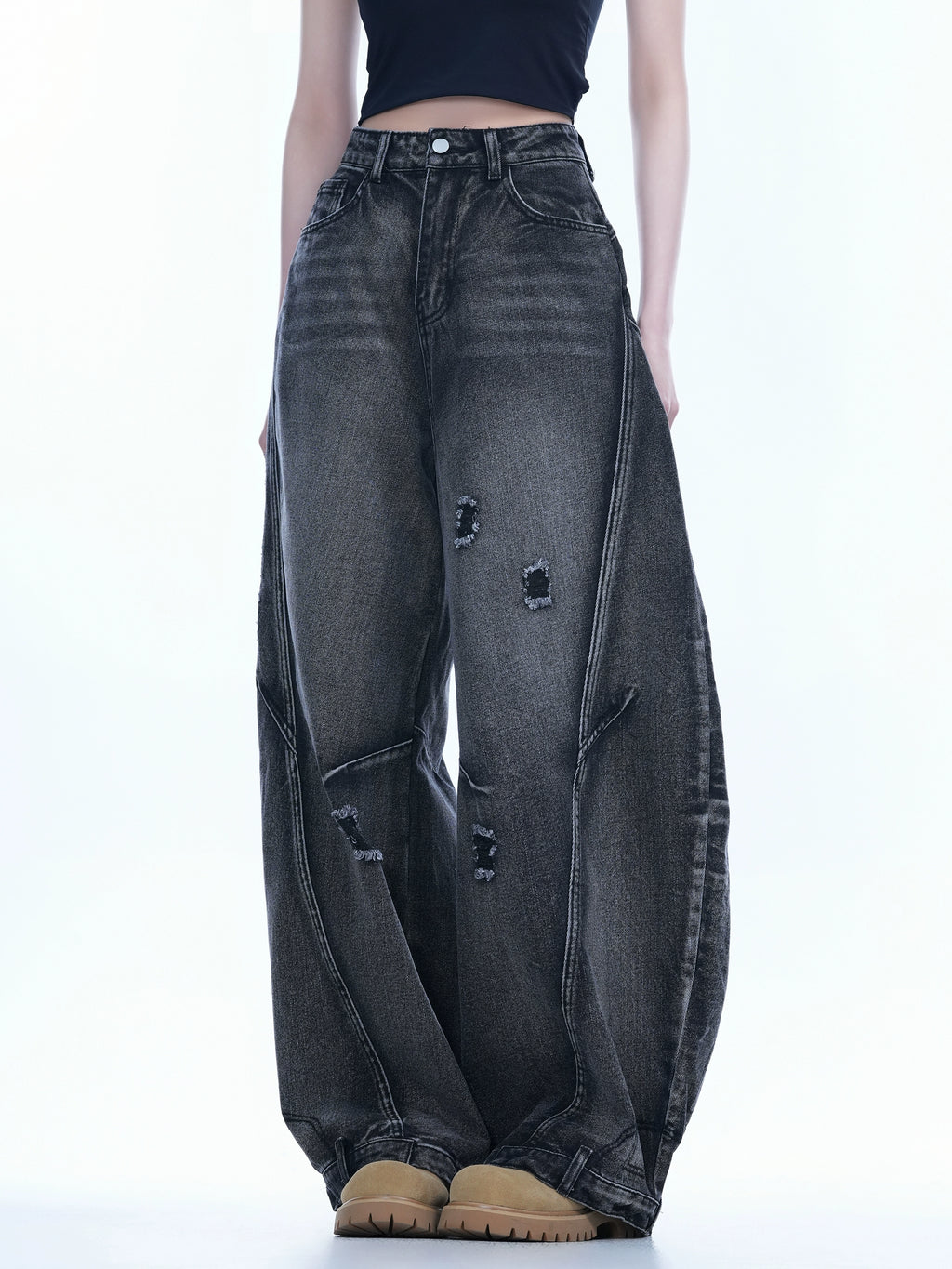 Америк high street өргөн frayed жинс