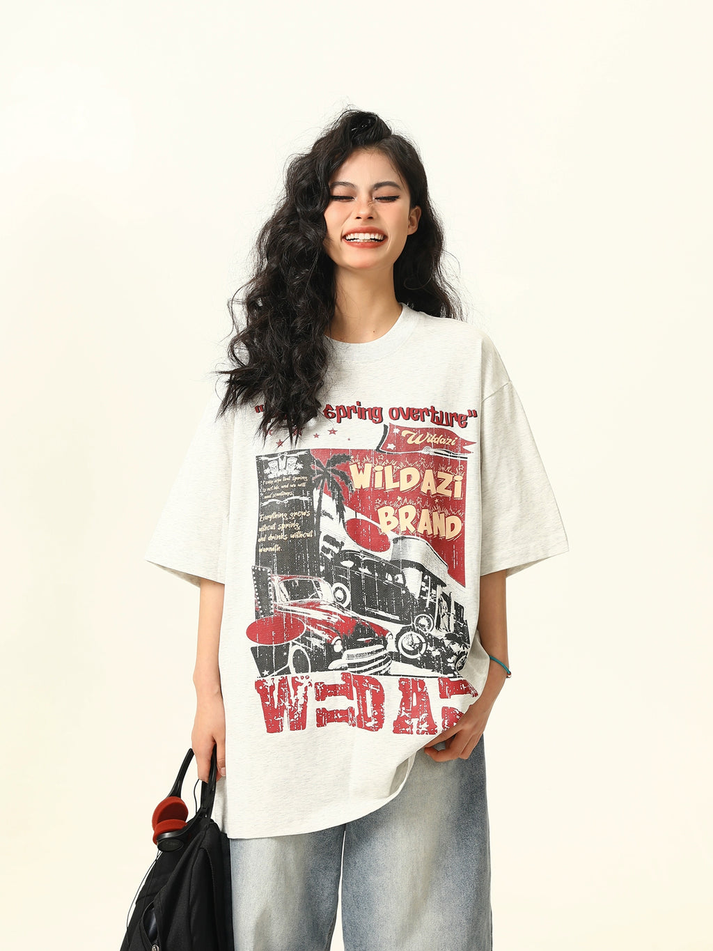 Wild Azi Американ Ретро Богино Ханцуйтай Футболк