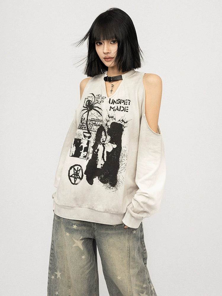 OCTTFLAB Американ Ретро Эмэгтэй Нэг Мөр Ил, Сул Урт Ханцуйтай Цамц