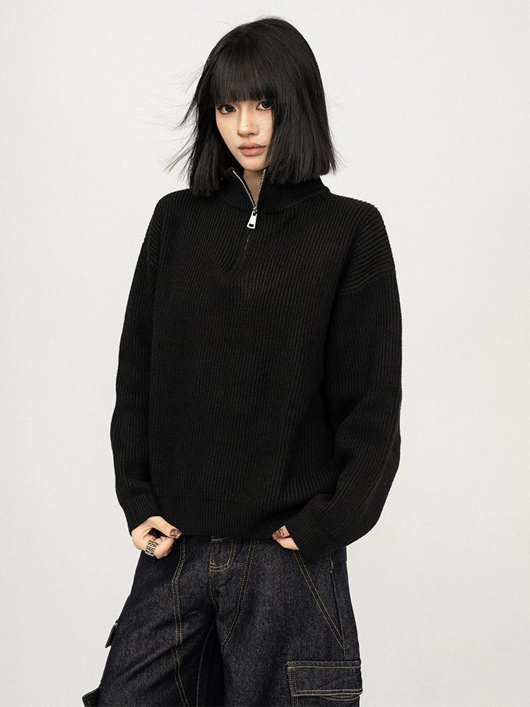 OCTTFLAB Винтаж Өндөр Захтай Сул Ноосон Цамц