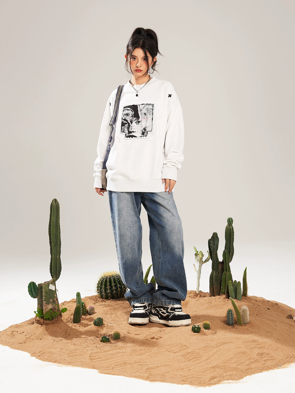 NSTNEW START 2025 Ретро Эмэгтэй Малгайгүй Дугуй Захтай Урт Ханцуйтай цамц