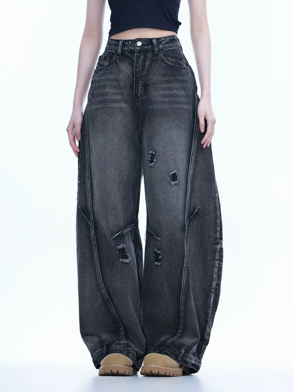 Америк high street өргөн frayed жинс