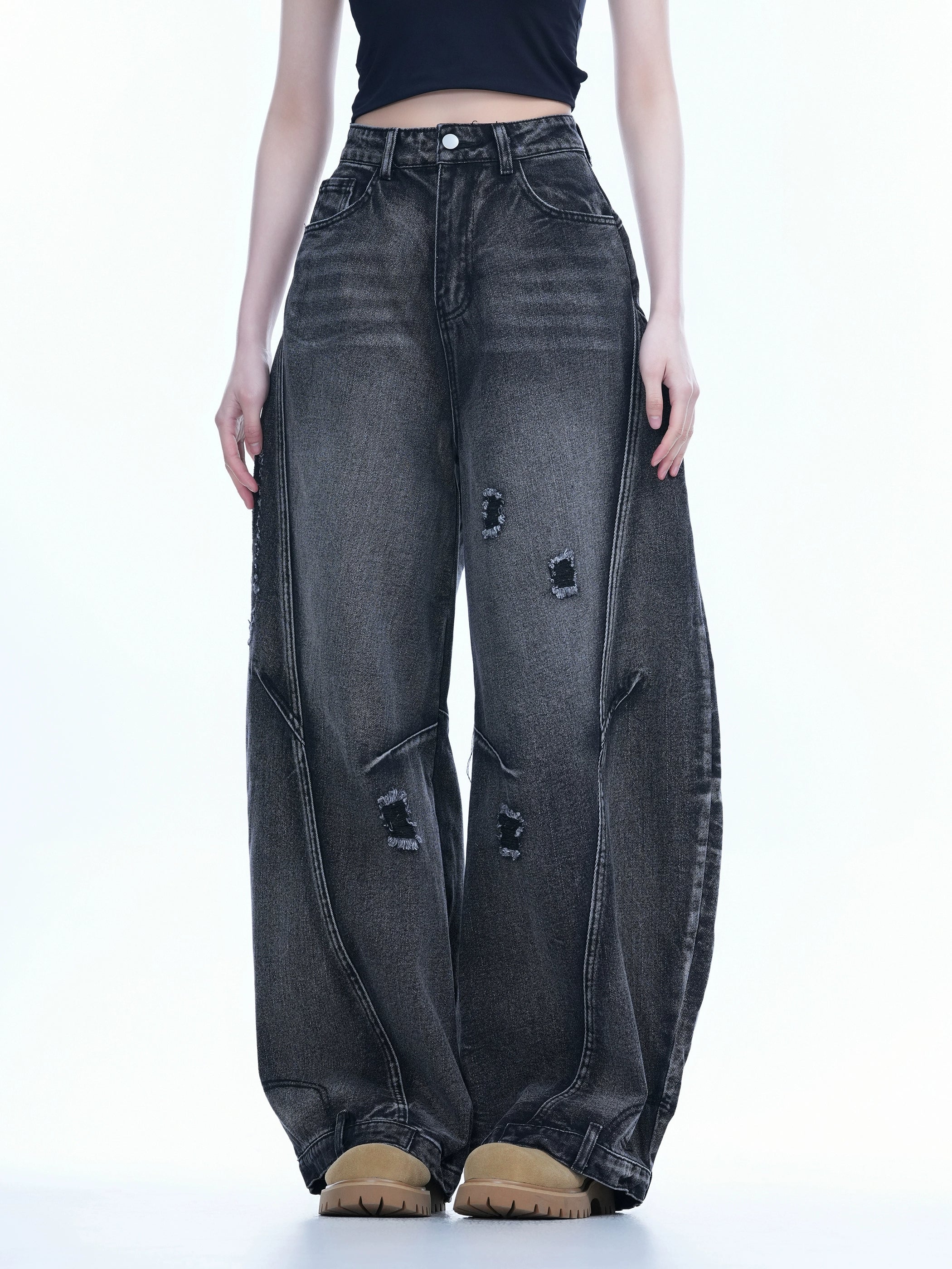 Америк high street өргөн frayed жинс