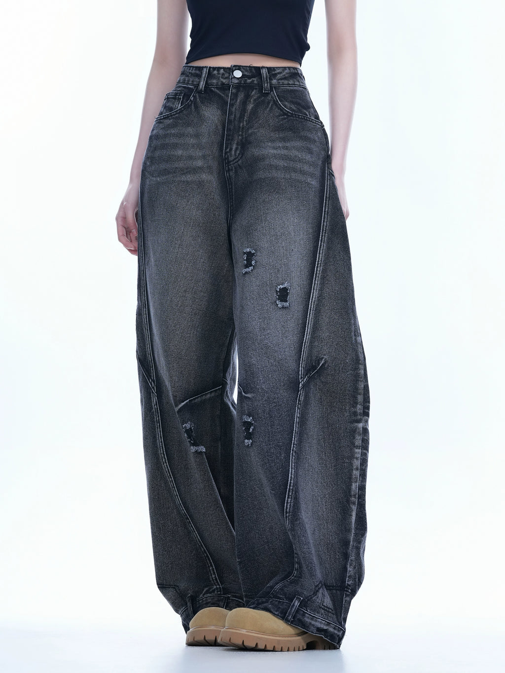 Америк high street өргөн frayed жинс