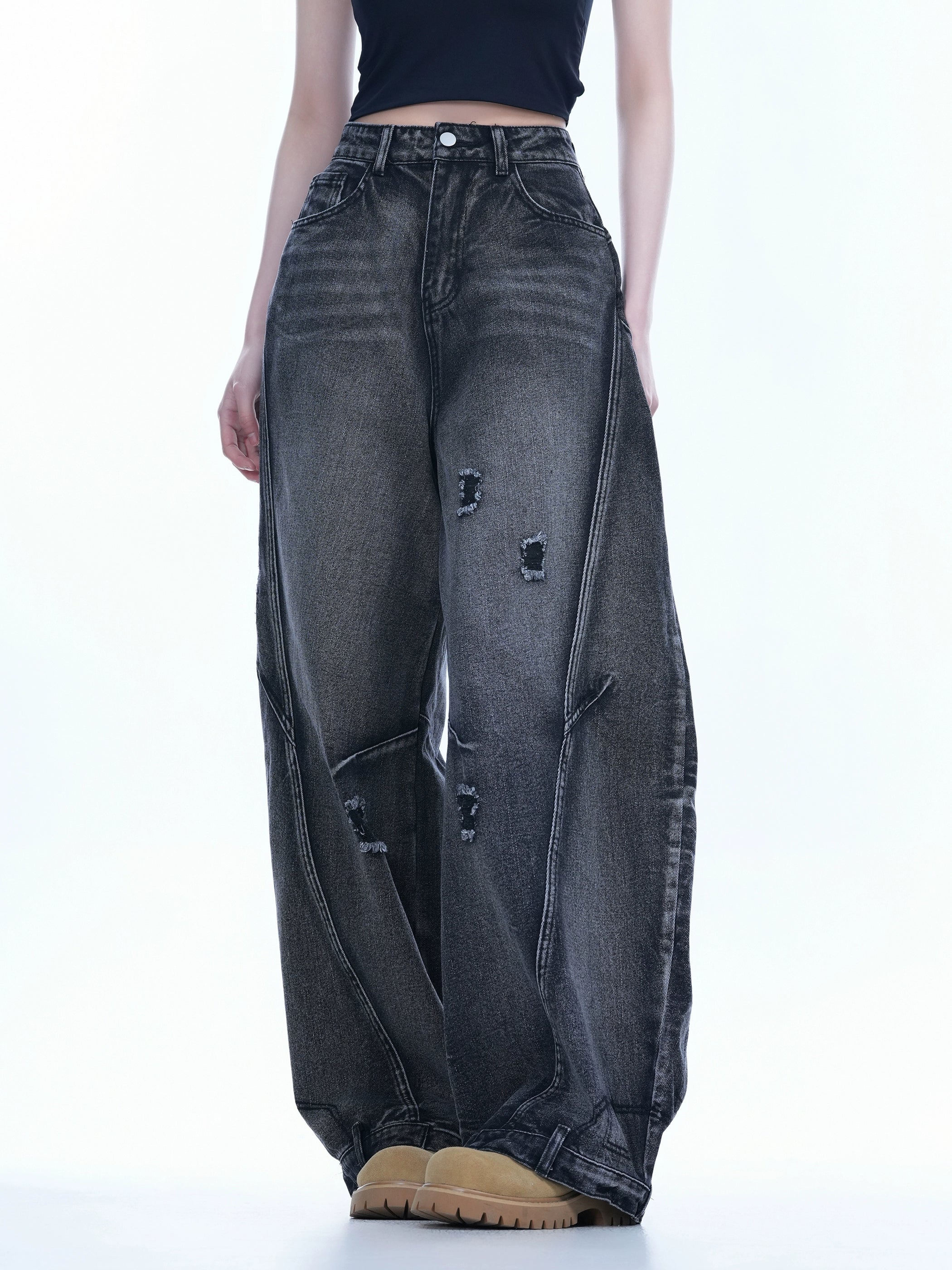 Америк high street өргөн frayed жинс