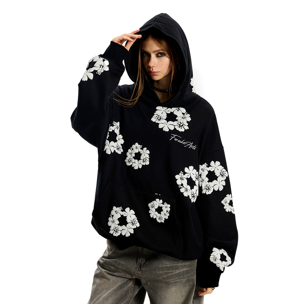 0123start цэцгэн хэвлэлтэй капюшонтой цамц