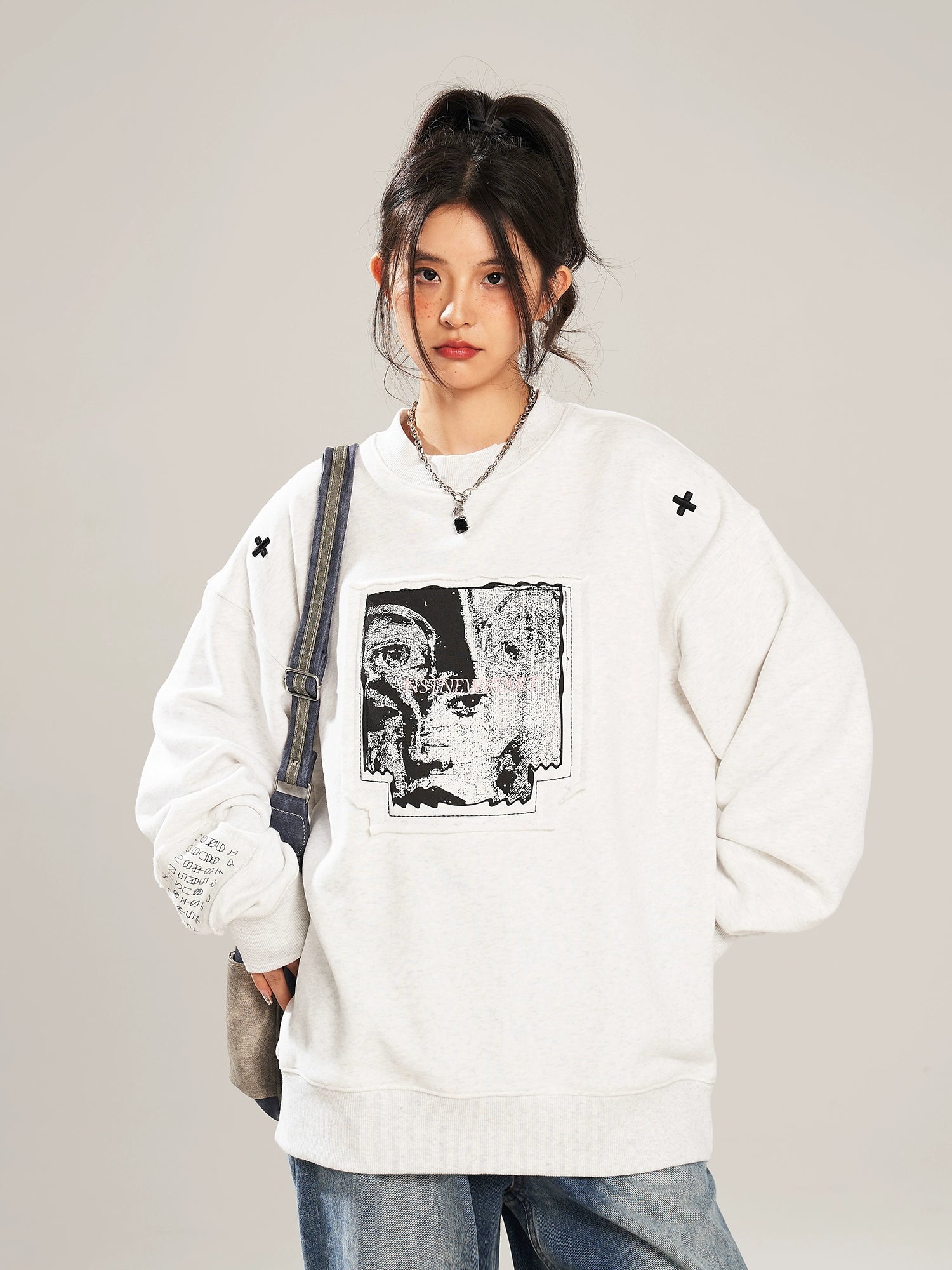 NSTNEW START 2025 Ретро Эмэгтэй Малгайгүй Дугуй Захтай Урт Ханцуйтай цамц