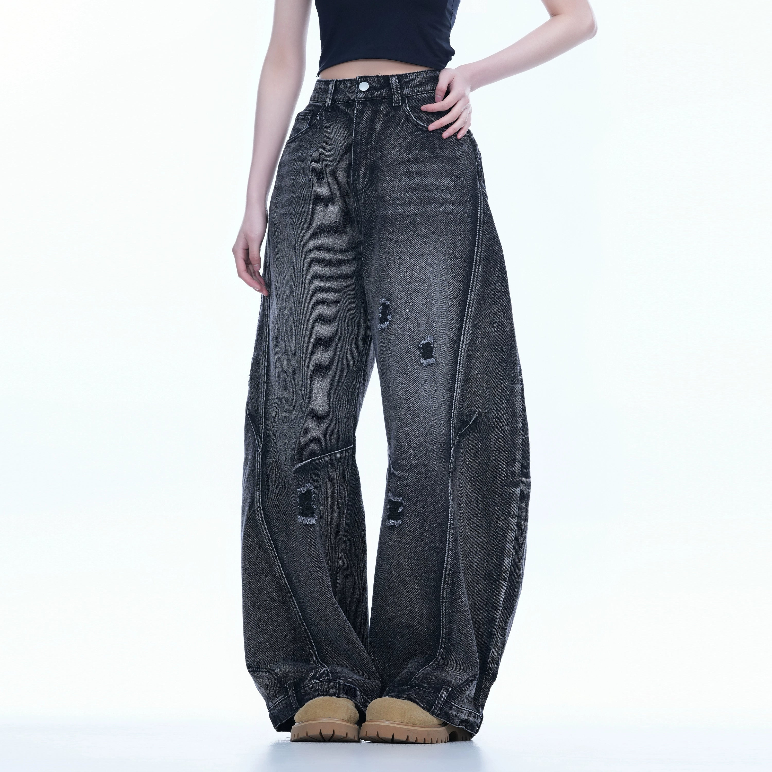 Америк high street өргөн frayed жинс