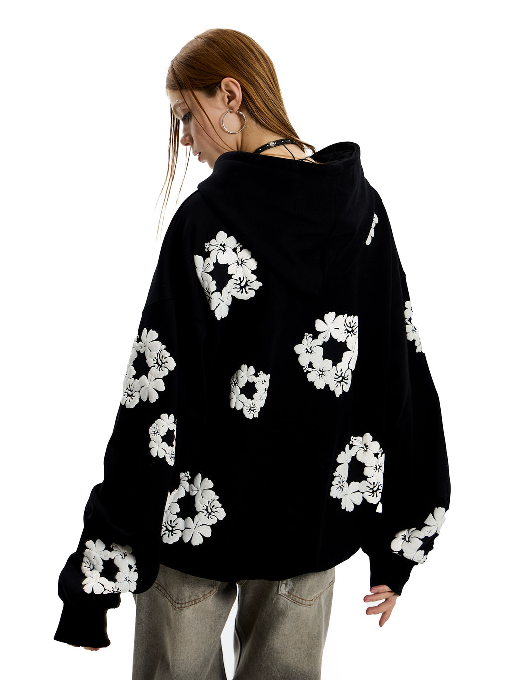 0123start цэцгэн хэвлэлтэй капюшонтой цамц