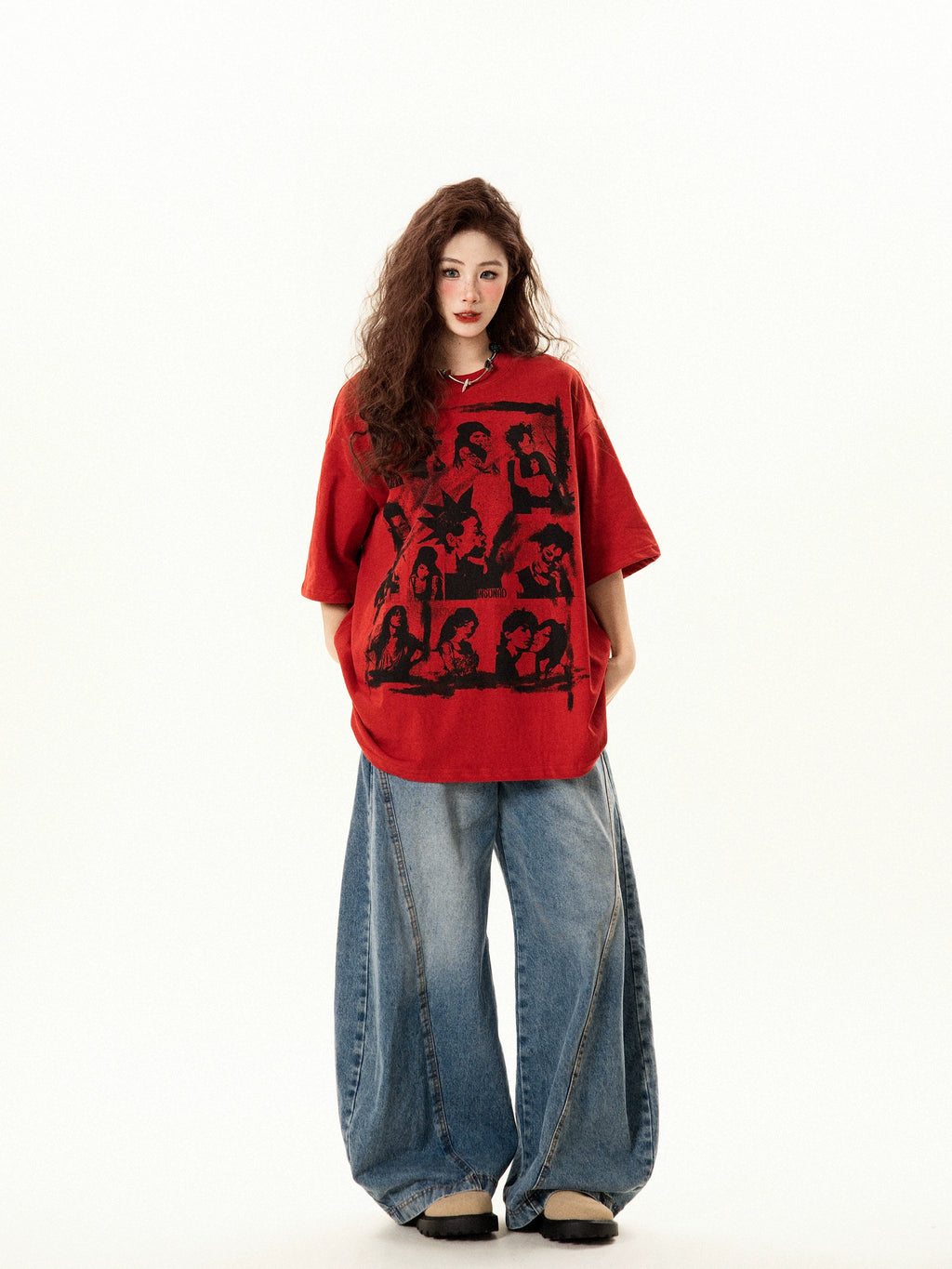 "Asked and Asked" Американ Ретро Принт Футболк