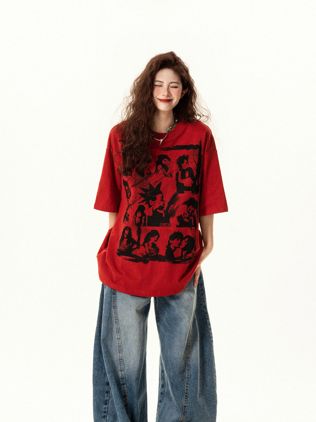 "Asked and Asked" Американ Ретро Принт Футболк