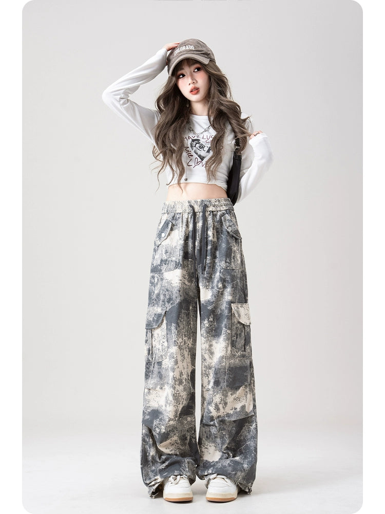 Nurtureone Саарал camouflage tie-dye өргөн өмд